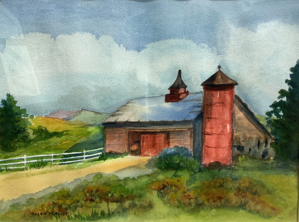 painting of a red barn