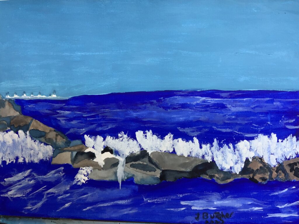 painting of a beach coast